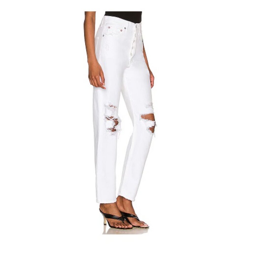 Agolde White 90s Mid Rise Loose Fit Jeans Button Fly, Size 29 - Picture 3 of 17